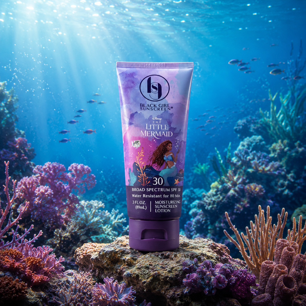 Black Girl Sunscreen Disney Little Mermaid collaboration packaging